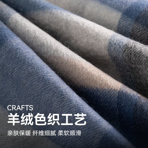 Shanghai Story Autumn and Winter New Cashmere Scarf Men's Thickened Warm Soft Scarf as a Gift for Elders in a Gift Box, Black Gray