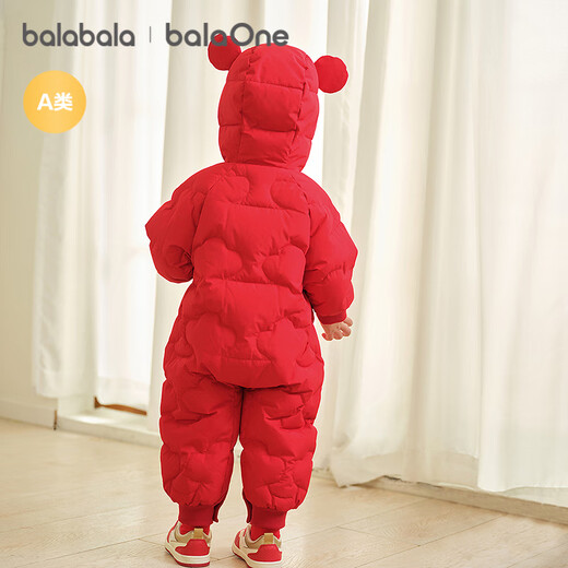 Balabala baby jumpsuit down jacket baby boys and girls 2025 new winter clothes for going out in the style of romper for New Year greetings
