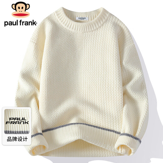 Big mouth monkey (paul frank) sweater men's autumn and winter round neck warm sweater men's bottoming shirt casual top men's off-white XL