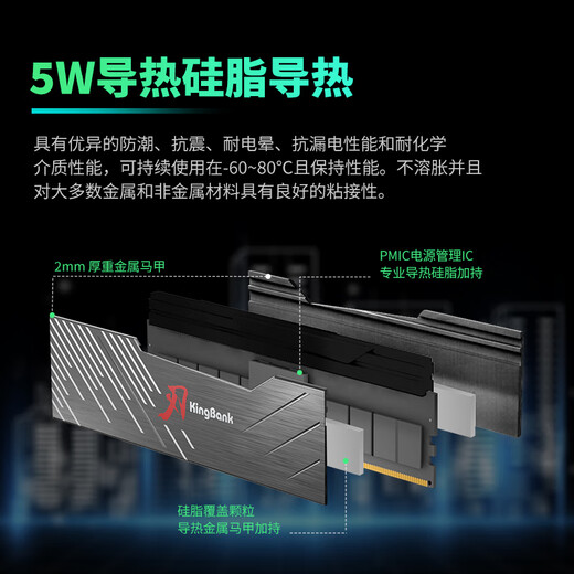 KINGBANK DDR5 memory Yinjue/Black Blade/Star Blade 6000/6400/6800 Desktop memory Game e-sports vest strip Deepseek Hardware Black Blade 16G single 6000 domestic particles CL36