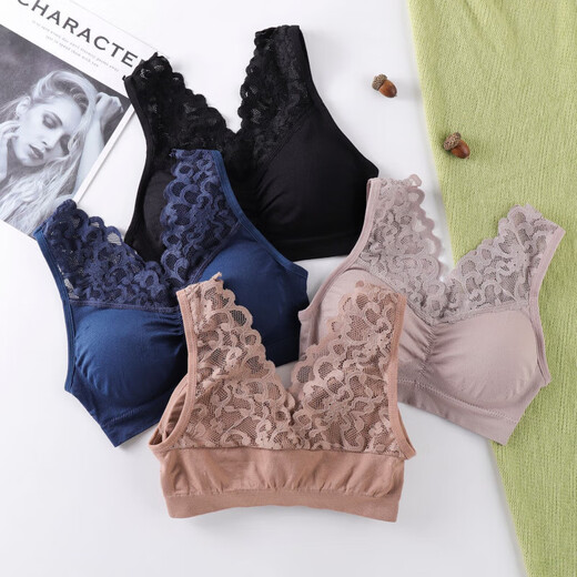 Bra-wrapped breast lace sexy big V beautiful back seamless sports bra-wrapped women's bra with padded tube top bra SB036 black one size fits all (80-135Jin Jin is equal to 0.5kg)