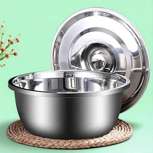 Enlarged stainless steel lard basin and basin wash basin household kitchen basin salad basin hot pot egg soup pot 20cm multi-functional multi-purpose basin without cover