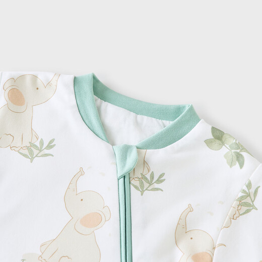 TONGTAI baby sleeping bag, pure cotton constant temperature baby double-layer long-sleeved one-piece pajamas for boys and girls, anti-jump and anti-kick quilt, green L