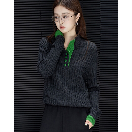 Demana Cloud Breathing Sheep Wool Winter Temperament Stand Collar Half Cardigan Color Block Sweater Soft Stretch Tibetan Meat Knitted Sweater Top