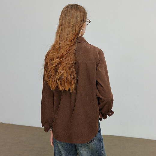 Chuyu Shirt 2025 Autumn New Style Luli Style Brushed Stitching Plaid Shirt Versatile Top Mocha Brown M