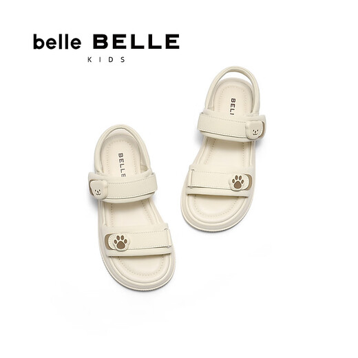 Belle Girls' Shoes Soft Casual Sandals 2025 Xiaxin Mall Same Velcro Love Sandals V1151B65 Beige 30