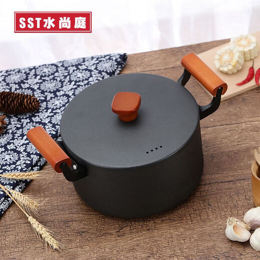 Wrought iron pot set, all-purpose combination three-piece set, household non-stick pan, gas stove, induction cooker wok set, coated three-piece set (suitable for 1-4 people)