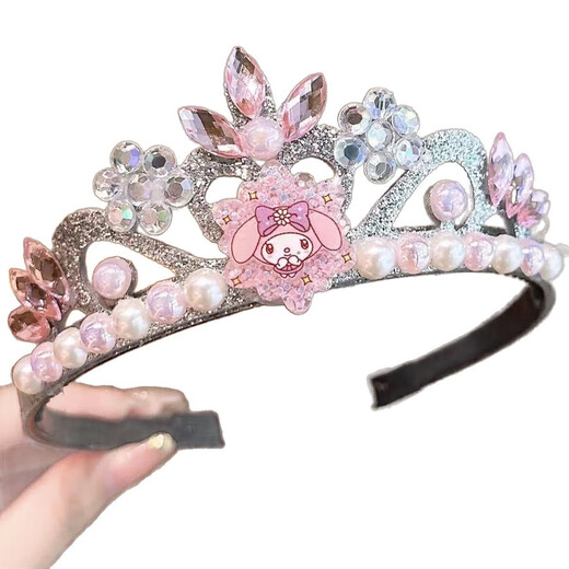 Indian (ENRMIIV) children's Princess Elsa Crown Headband Girls 2025 New Rhinestone Pearl Headband Little Girl Kuromi Headband Blue Elsa