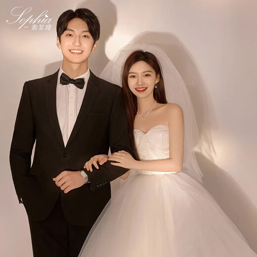 头纱新娘主婚纱领证求婚蓬蓬纱白色结婚素纱法式轻纱头饰拍照 (发梳)白色素纱云蓬约80cm