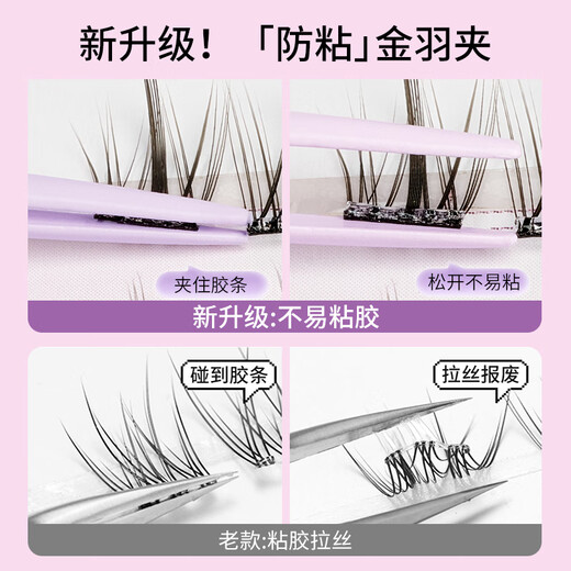 Beauty Skin Glue-free False Eyelashes Small Flame Lower Eyelashes 120 Clusters + Anti-Adhesive Tweezers Combo