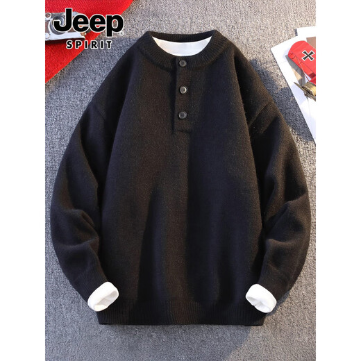 JEEP SPIRIT Jeep red sweater men's 2025 autumn and winter new casual Henry collar animal year bottoming sweater for men 76313 red 4XL 171-200Jin Jin equals 0.5 kg