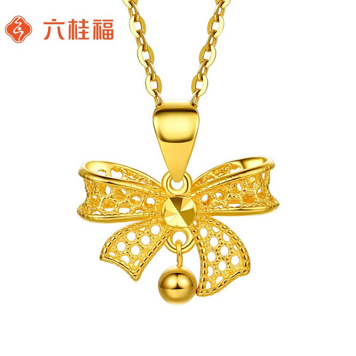 Liuguifu Jewelry 18k gold pendant female gold fairy bow clavicle necklace new year birthday gift for girls about 0.95g + brand gift box