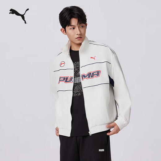 PUMA windproof and water-repellent outdoor loose racing style jacket for men and women couples autumn sports jacket 636308 warm white-57 XS (165/88A)