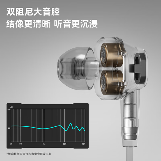 Edifier (EDIFIER) HECATE dual-engine in-ear hifi music wired headphones type-c computer e-sports game chicken earplugs headset suitable for Huawei oppo Xiaomi Apple black