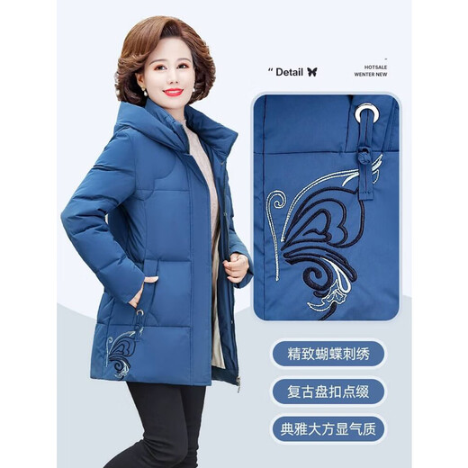 Yaya (YAYA) mother down jacket women's winter middle-aged women's middle-aged women's winter clothing foreign style short hooded thickened fashion jacket