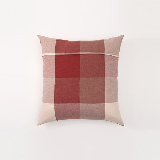 MUJI cotton flannel cushion brick red plaid 55 59cm large