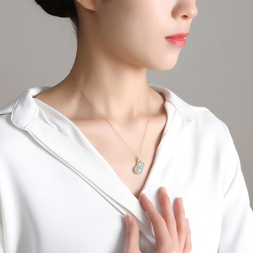 以心参玉【11.11狂欢返场】18K金镶翡翠吊坠 女款福禄葫芦玉石挂件