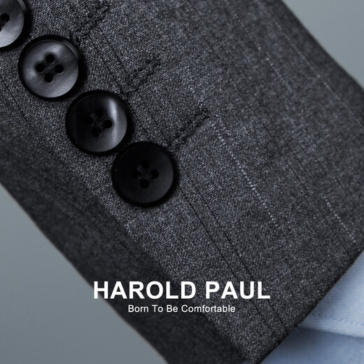 HAROLD PAUL dark gray striped no-iron anti-wrinkle suit men's business casual dark gray XL recommended 65-75kg (refer to the size chart)
