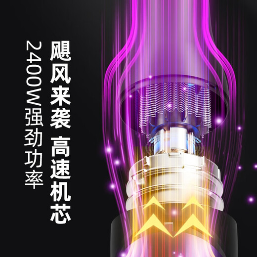 Xiaoya (XIAOYA) 2400W High Power Hair Dryer Negative Ion Hair Dryer Blue Light Hair Care Folding Hair Dryer Powerful High-Speed Hair Dryer King Top Edition Honor Purple + 2400W + Free Air Nozzle + Foldable 4.5 Billion Blue Light Ion Hair Care Typhoon Level Wind Movement