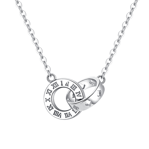 Golden Zhifu Letter Double Ring Platinum Necklace Pendant for Women PT950 Platinum Clavicle Chain Pendant as a Mid-Autumn Festival Gift for Wife, About 4.75g (More Refund, Less Replenishment)