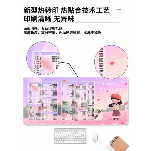 原装风景文字鼠标垫超大快捷键男女生办公电脑桌垫定制家用键盘滑鼠垫 16786向海风许愿 800x400mm x 2mm