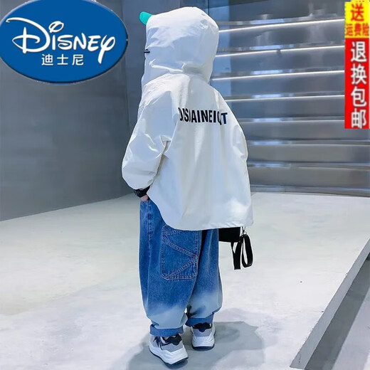 Disney Boys' Jackets Spring and Autumn 2025 New Children's Jackets Autumn Jackets Tops Boys Autumn Hooded Clothes White 140