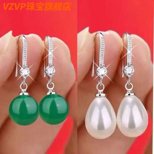 VZVP Old Phoenix 2025 sterling silver 9999 pure silver new style earrings women's style temperament pearl ear hooks anti-hypersensitive white water drops silver ear hook pearls the same style as Fat Donglai