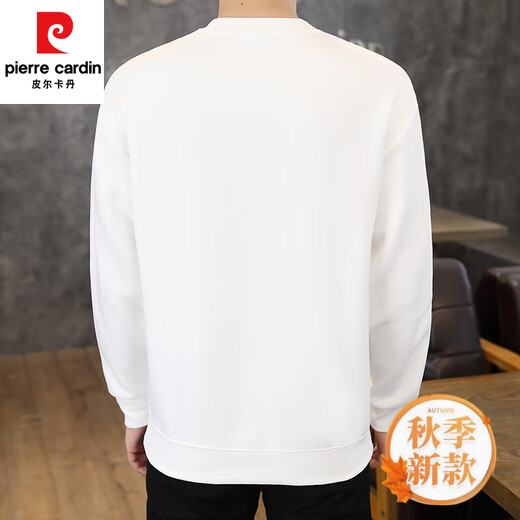皮尔卡丹（pierre cardin）长袖T恤男士春秋季宽松无帽圆领卫衣设计感拼接款休闲高级感上衣 6627黑色 M