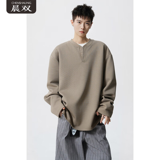 CHENSHAUNG solid color 300Jin Jin is equal to 0.5kg sweatshirt men's fat Henry collar long-sleeved T-shirt extra large size simple outdoor casual bottoming shirt jacket black 8XL recommended 270-300Jin Jin is equal to 0.5kg
