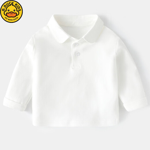 G.duck baby POLO shirt long-sleeved T-shirt for boys and girls, autumn clothing, children's tops, toddler shirts, casual and stylish, hot sale, white 110, recommended height 100-110cm, 4-5 years old