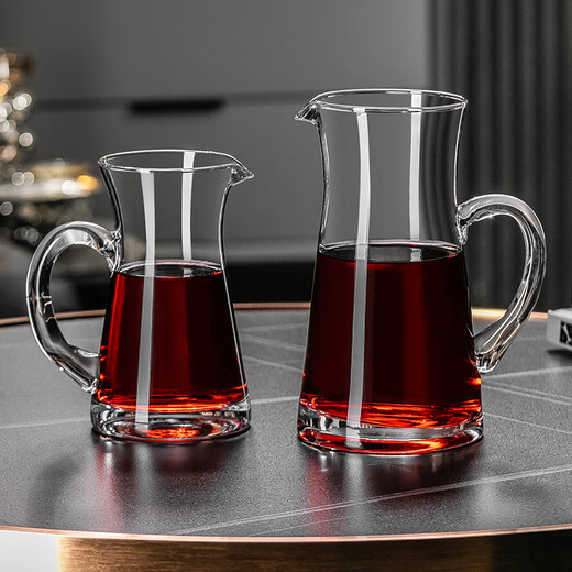 Genasi liquor dispenser household large crystal glass red wine decanter wine dispenser jug high-end light luxury wine set 500ml with handle decanter + moon shadow style red wine glass 425ml 2 pieces