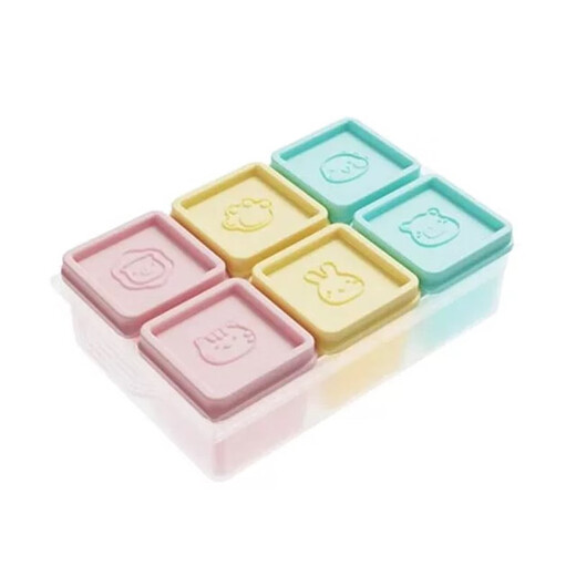 
Children's complementary food box food frozen fresh-keeping box 6 grid independent large block with cover ice grid mold silicone easy to clean Pink set