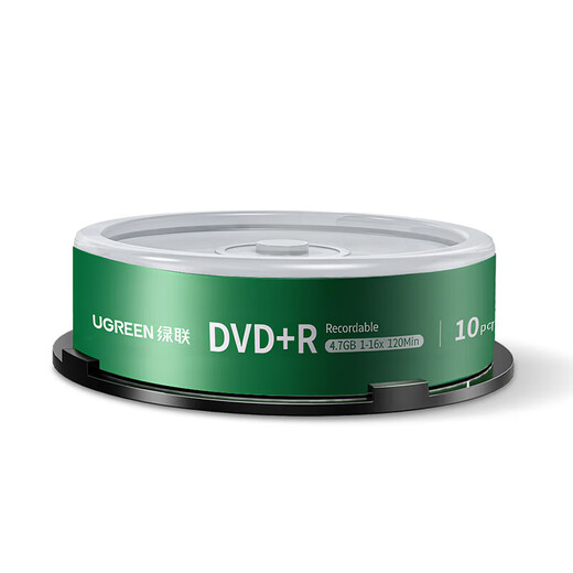 绿联DVD+R/CD-R空白光盘10片装50片装 16倍速4.7GB/700M 52速空白光盘电脑读取刻录存储办公文件数据 【DVD+R 4.7G】10片装