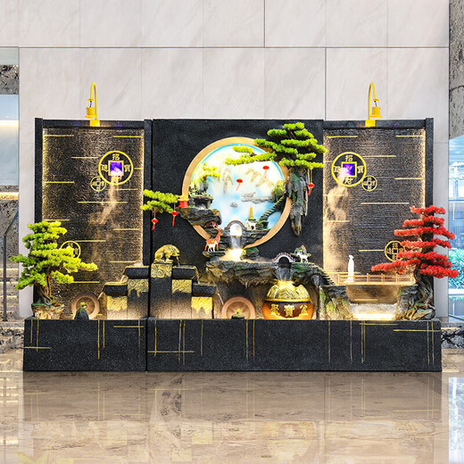 Ruigeda water curtain wall flowing water screen rockery flowing water fountain double-sided living room office shop hotel villa courtyard water feature L8 vast two combinations