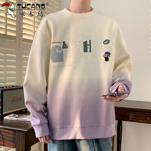 Woodpecker (TUCANO) sweatshirt men's long-sleeved T-shirt men's autumn and winter gradient bottoming shirt round neck top men's beige 2XL