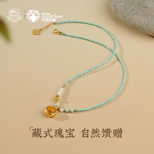 Potala Palace original mine turquoise beeswax pearl pendant 925 silver transfer beads men and women necklace birthday gift for girlfriend