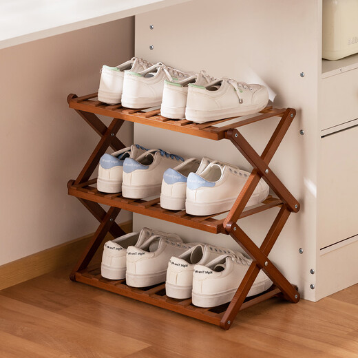 Trojan dormitory shoe rack under the table for college students at the entrance to multi-storey rental rooms with installation-free shoe cabinet storage artifact to save space. Main picture model. Installation-free folding. Black 3 layers 50cm.