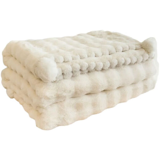 Yusenyi Light Luxury Bubble Rabbit Velvet Lunch Blanket Coral Warm Yang Velvet Sofa Cover Blanket Single Blanket Milk Velvet Air Conditioning Blanket 1-A+B Version Warm Yang Velvet Non-shedding and Non-static Children 100cmx150cm