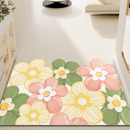 Fan Ye's silk circle entrance door floor mat carpet can be cut to the entrance door kitchen bathroom foot mats stain-resistant anti-slip foot mats