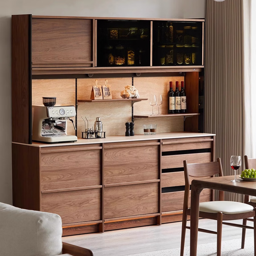 His Highness solid wood slate sideboard against the wall integrated North American black walnut travertine cabinet storage storage tea cabinet