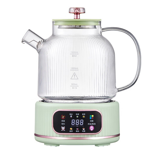 WIFER health pot all-glass kettle office mini tea maker stew all-in-one teapot household flower teapot small thermostatic pot multi-function mini electric kettle all glass 0 glue 12H constant temperature with stainless steel tea drain 1.5L