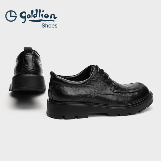 Goldlion men's shoes 25 early autumn new thick-soled business derby shoes commuter formal shoes G508530095AAA black 40