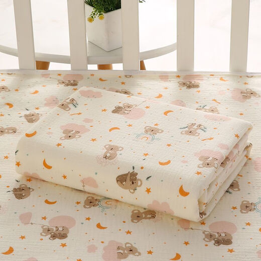 Class A pure cotton gauze baby diaper pad waterproof and leak-proof washable breathable menstrual aunt elderly care diaper pad Moon Koala (four layers of gauze waterproof and leak-proof) 70*100 cm Two packs are more convenient for changing and washing