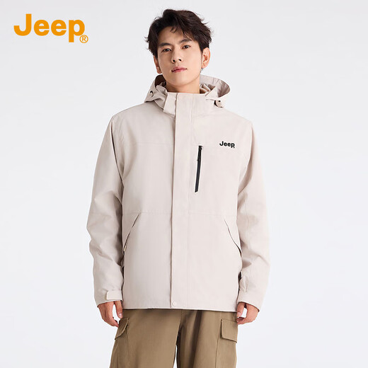Jeep (JEEP) three-in-one assault jacket for men and women 2025 autumn and winter new windproof and waterproof outdoor mountaineering jacket two-piece set