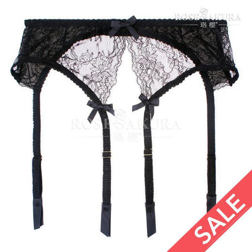Luoying garters, rubber buckles, metal buckles, ribbons, garters, European and American stockings, stockings, black M