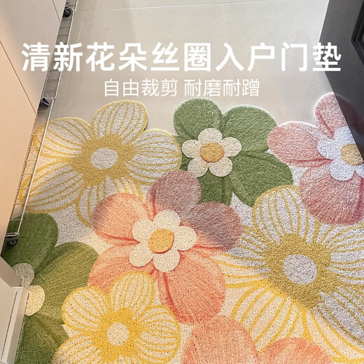 Fan Ye's silk circle entrance door floor mat carpet can be cut to the entrance door kitchen bathroom foot mats stain-resistant anti-slip foot mats