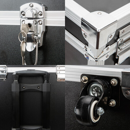 Pupan Aluminum Alloy Hardware Toolbox Instruments and Equipment Universal Wheel Trolley Box Accessories Large Protective Aviation Storage Box Small Black Trolley Aviation Case