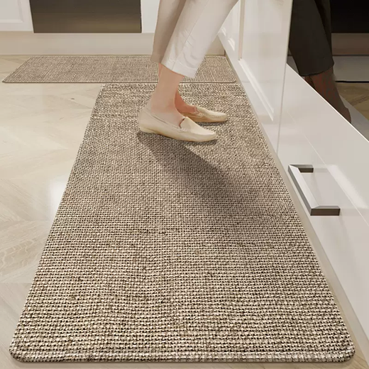 Yusenyi ykmore kitchen floor mat new style 2025 water-absorbent non-slip carpet no-wash wipeable waterproof and oil-proof no-clean rectangular imitation linen Zen 1-40x60cm thick 4mm (2025 model does not ball up丨