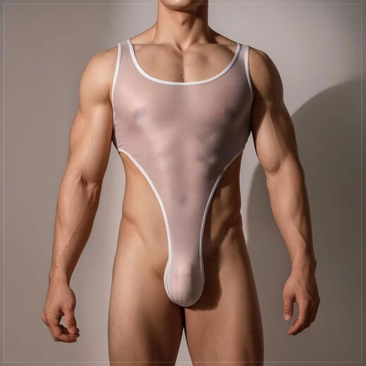 Erotic lingerie men's sexy jumpsuit new hollow tight thong fully transparent vest muscular men adult black one size fits all recommended 120-160Jin Jin equals 0.5 kg