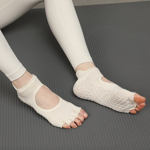 Shijanu new product Pilates special socks open toe yoga socks indoor sports non-slip women's split toe five finger socks Ji thin milky white
